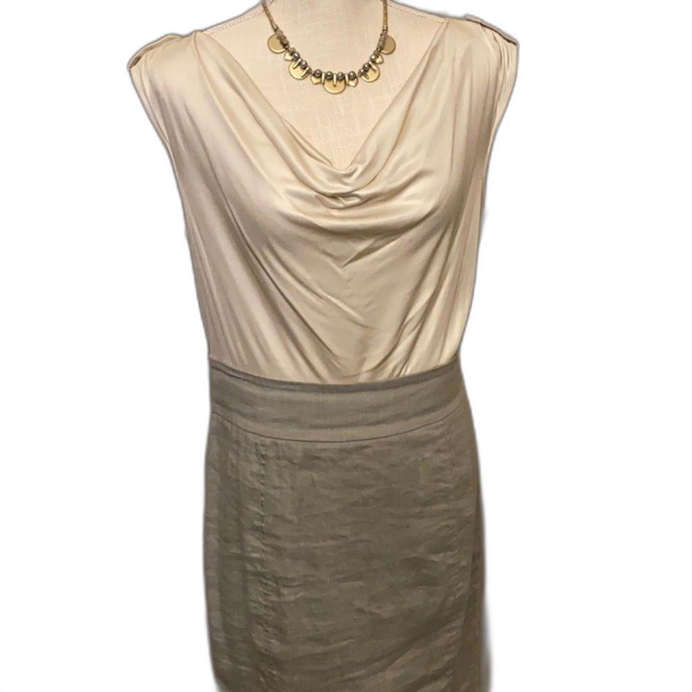 IISLI New York Champagne/Grey Linen blend dress Women’s Size 10